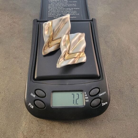 Vintage David Varsano Sterling Electroform Modernest 2-tone Post Omega Earrings - Picture 9 of 11